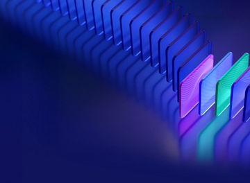 A series of brightly illuminated transparent acrylic panels