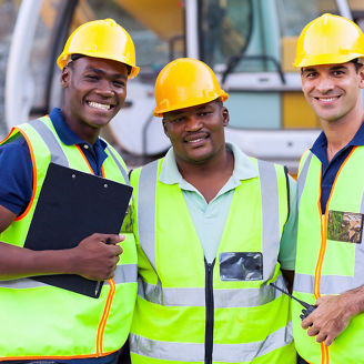 portrait of smiling construction workers 