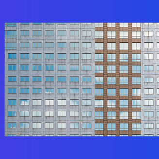 Building with windows with blue background