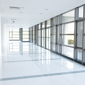 empty long corridor in the modern office building. 