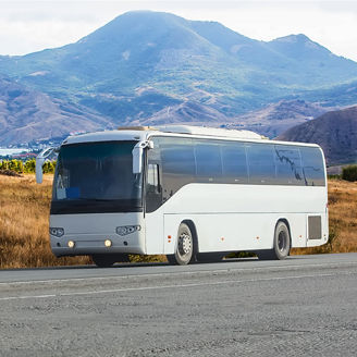 Bus on Scenic Mountain Road