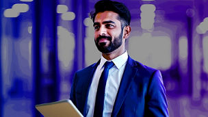 Business man holding tablet