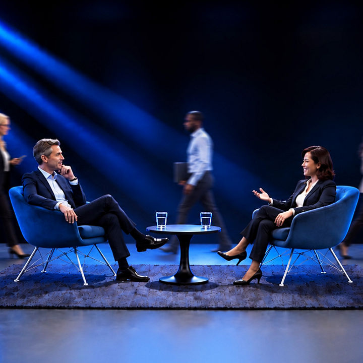 Business people sitting on chairs