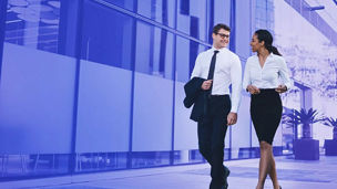 two business people walking