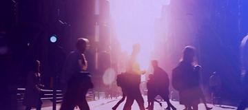 Business people walking to work at dawn