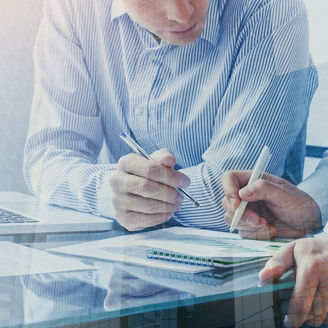 team of business people working together in the office, teamwork background banner, double exposure