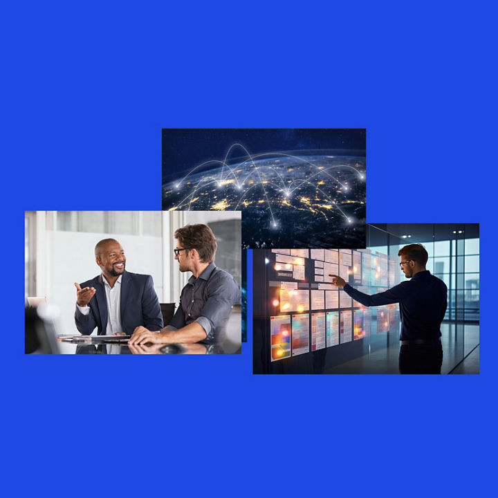 Business team meeting discussion banner