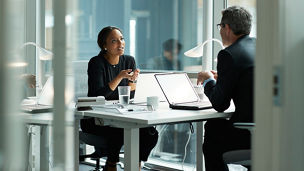 Businesswoman working in modern open office