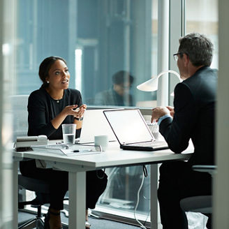 Businesswoman working in modern open office