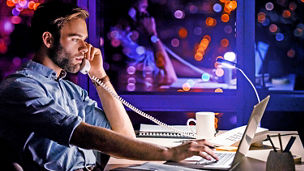 Businessman working on laptop