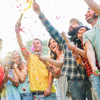 Happy students celebrating