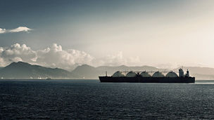 Carrier ship in the middle of an ocean