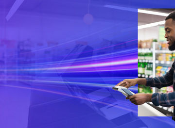 afro man billing in grocery store banner