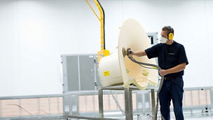 man working on a machine