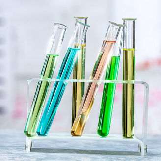 Chemical test tubes in tube holder