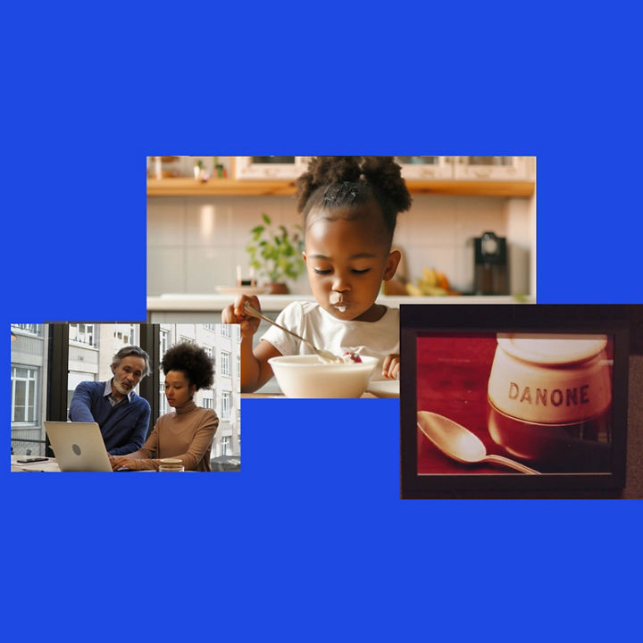 Child eating a dairy snack at the breakfast table collage banner image.
