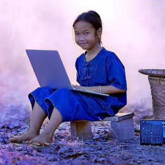 Child with laptop