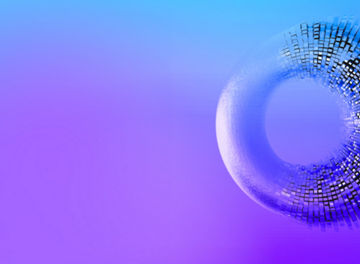 Abstract 3D circle shape with a blue and purple background