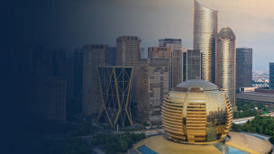 City skyline with modern skyscrapers banner