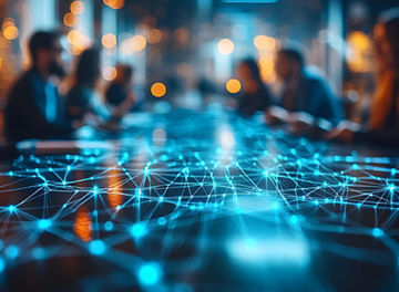 Digital network visualization in a collaborative workspace.