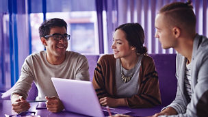 Happy friends talking in cafe; Shutterstock ID 345746984; purchase_order: marketing advisory assurane; job: anne ; client: future of audit