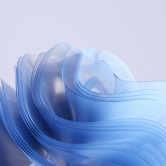 Blue wavy shapes on a light background. 3d rendering background.