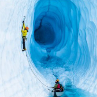 Climbers at ice cap banner