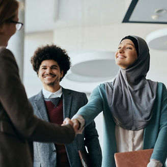Colleagues shaking hands
