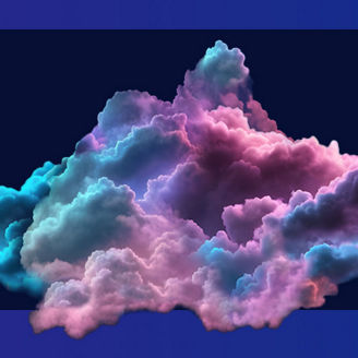 3d cloud going through square window isolated on black background. Starry night sky. Abstract dreaming metaphor. Glowing pink blue neon lines. Virtual reality. Ultraviolet light