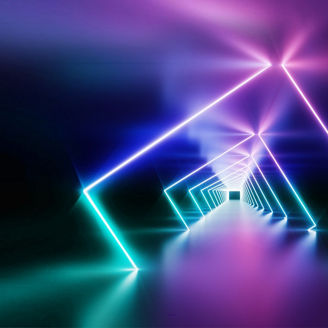 Colourful digital rays forming a tunnel