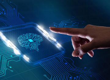 Computerchip mit Gehirn