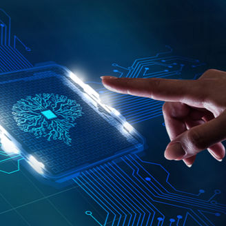 Computerchip mit Gehirn