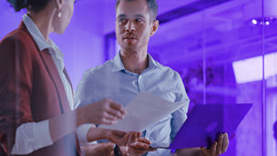 Two people discussing something