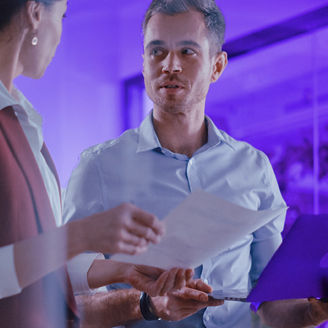 Two people discussing something