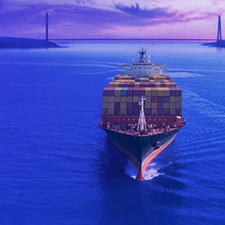 Container ship on the sea