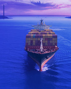 Container ship on the sea