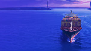 Container ship on the sea