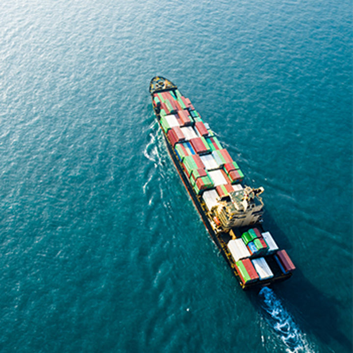 Container ship from above