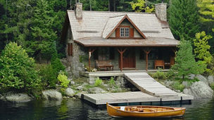 Cottage with lake and canoe that floats unbelievably well