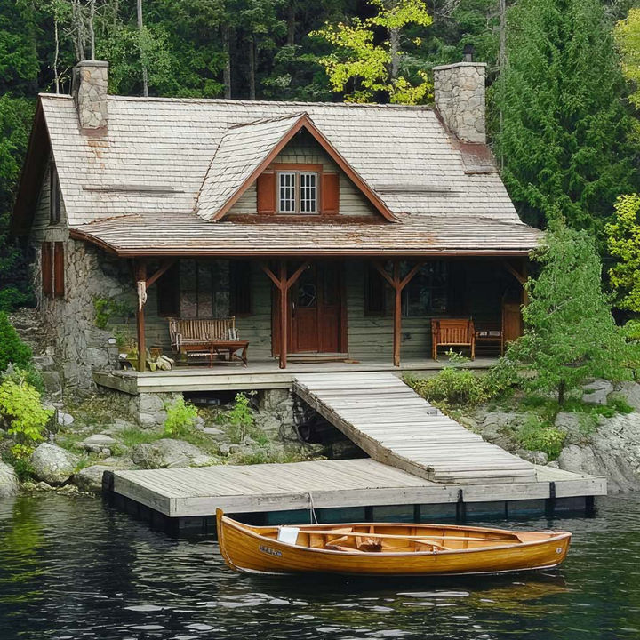 Cottage with lake and canoe that floats unbelievably well