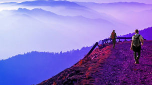Couple hiking on a mountain