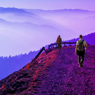 Couple hiking on a mountain