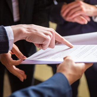 Cropped view of businesswomen reading document. Closeup shot of female finger pointing at page. Business concept, Cropped view of businesswomen reading document. Closeup shot of female finger pointing at page. Business concept