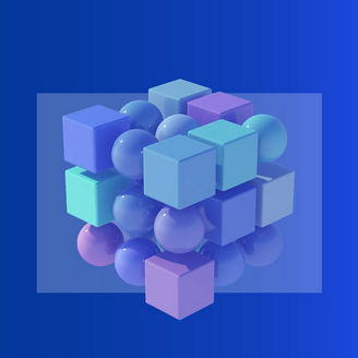 Cubes and spheres stacked forming larger cube