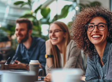 Curly hair girl wearing specs
