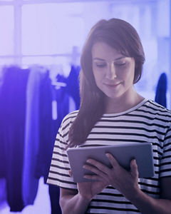 Woman looking at the tablet