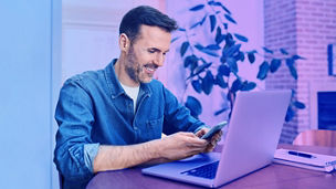 man working on laptop