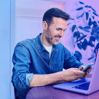 man working on laptop