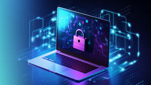 Laptop with padlock on the screen