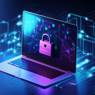 Laptop with padlock on the screen